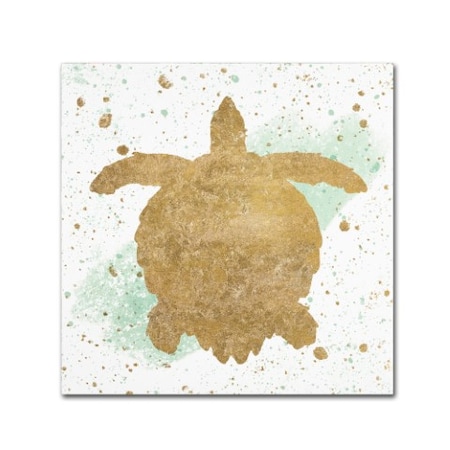 Wild Apple Portfolio 'Silver Sea Life Aqua Turtle' Canvas Art,14x14